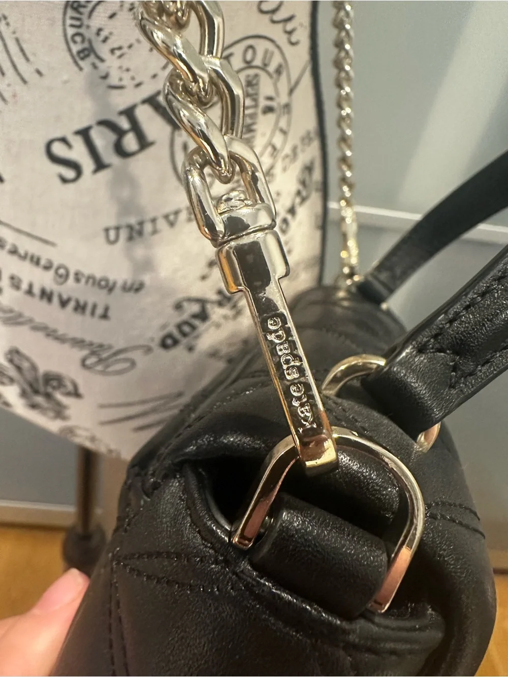 kate spade Black Quilted Top-Handle Mini Bag with Chain Strap
